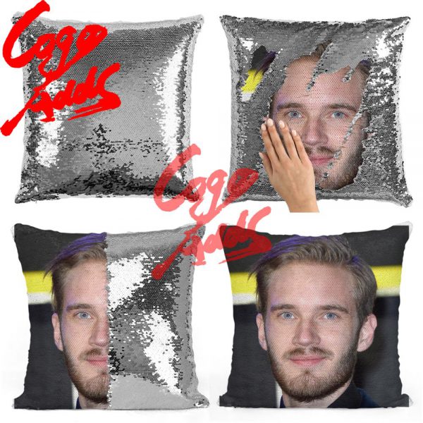 Pewdiepie sequin pillow sequin Pillowcase Two color pillow gift for her gift for him pillow magic 1 - PewDiePie Merch