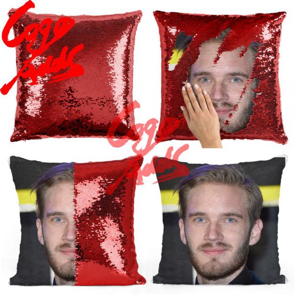 Pewdiepie sequin pillow sequin Pillowcase Two color pillow gift for her gift for him pillow magic 3 - PewDiePie Merch