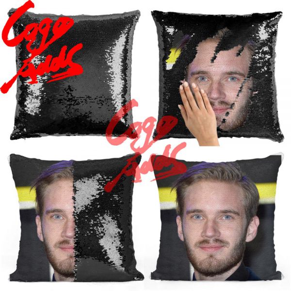 Pewdiepie sequin pillow sequin Pillowcase Two color pillow gift for her gift for him pillow magic - PewDiePie Merch