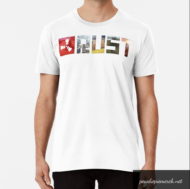 white black red color with pewdiepaie rust game logo t shirt 3929 - PewDiePie Merch